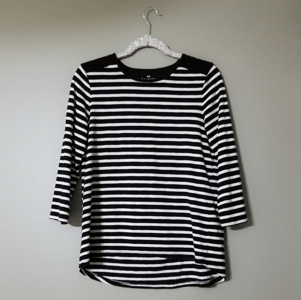 Talbots 3/4 sleeve black and white striped S